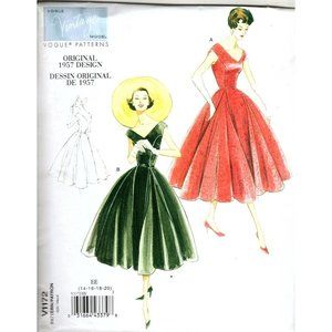 Vogue V1172 Misses 14 to 20 Circa 1957 Fitted Dress UNCUT Sewing Pattern Petite